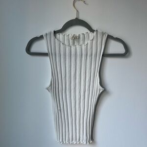 Elegant Ribbed White Tank Top